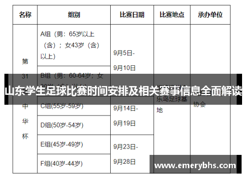山东学生足球比赛时间安排及相关赛事信息全面解读