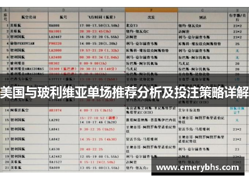 美国与玻利维亚单场推荐分析及投注策略详解